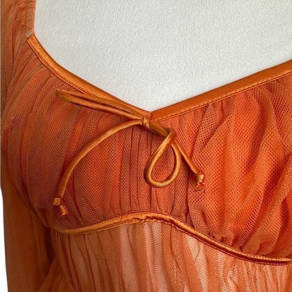 Sky to Moon Orange Puff Sleeves Tulle Crop Top Size M - Picture 5 of 17